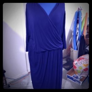 Dark Blue/Purple Faux Wrap Maxi Dress